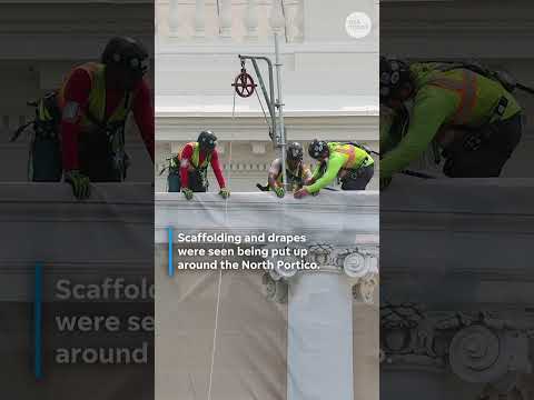 Trump White House makeover extends to iconic main entrance columns