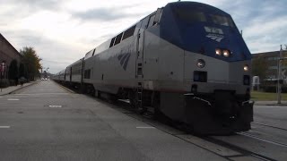 preview picture of video 'Railfanning in Fayetteville with a quintet of NS, A&R, CSX, and Amtrak with unbelievable horn shows!'