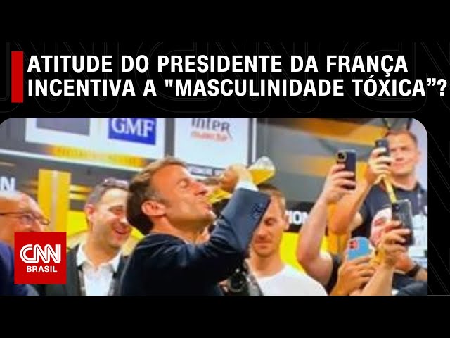Ao virar garrafa de cerveja, incentivo Macron 
