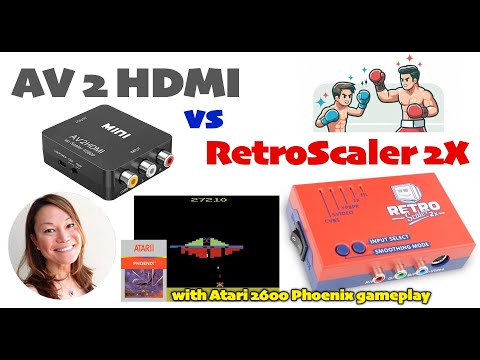 AV2HDMI vs RetroScaler 2X AV to HDMI Converter with Atari 2600 Phoenix Gameplay