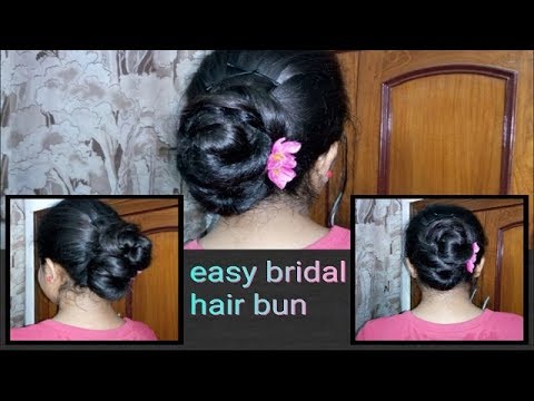 Elegant indian wedding hair bun for long and medium hair // very simple and easy hair tutorial