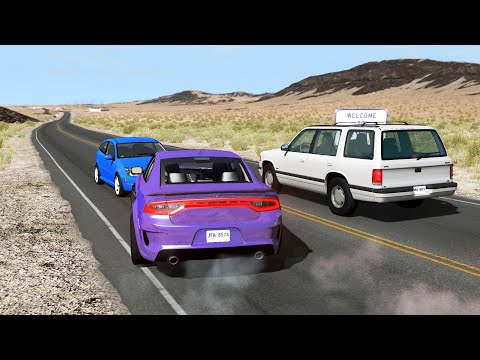 Car Overtaking Crashes Compilation #24 - BeamNG.Drive