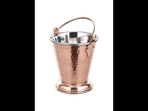 Round copper steel bucket serving utensil, for hotel, packag...