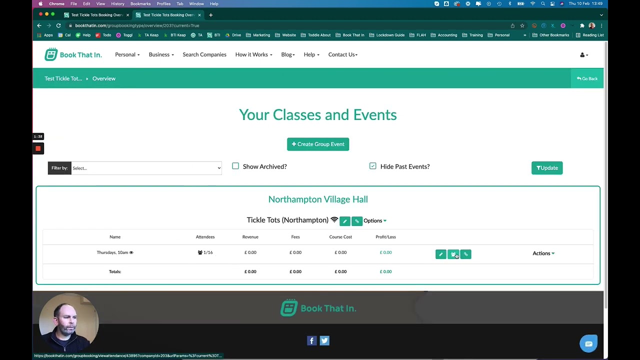 How to add notes for a customer to an Attendance Register in Book That In