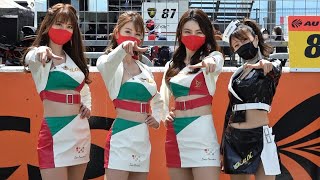 スーパーGT2021 第2戦 富士㊶ 羽瀬萌さん 宝来みなりさん KAKAさん 星香さん SAKE.CONNECTION Queen / PACIFIC JLOCエンジェル 美人レースクイーン