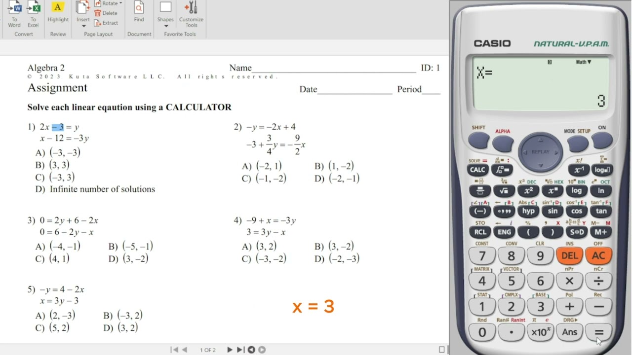 Solving Linear Equations using Casio Calculator