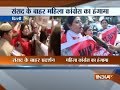 Delhi: Women Congress leaders protest outside Parliament over the women