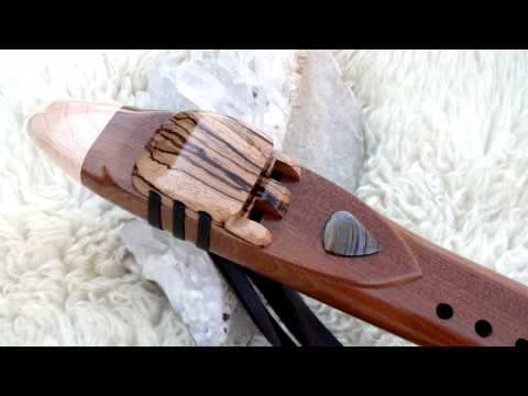 Native Inspired Key of G Drone flute of Sapele and Maple Marble wood with Tiger Eye stone inlay