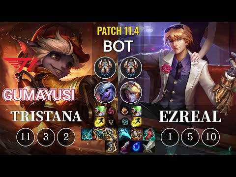 T1 Gumayusi Tristana vs Ezreal Bot - KR Patch 11.4