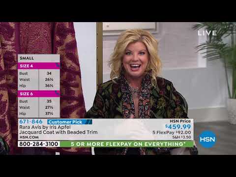 Rara Avis by Iris Apfel Jacquard Coat with Beaded Trim