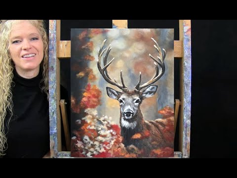Learn How to Draw and Paint with Acrylics DEER IN AUTUMN Acrylic Painting Tutorial for Beginners
