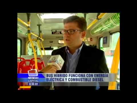 Hybrid bus runs on electric power and diesel fuel