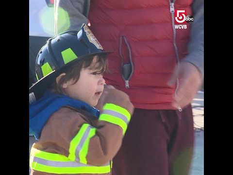 Watch: Little firefighter's touching salute to fallen hero