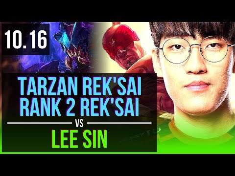 Tarzan REK'SAI vs LEE SIN (JUNGLE) | Rank 2 Rek'Sai, Rank 6, KDA 7/0/1 | KR Challenger | v10.16