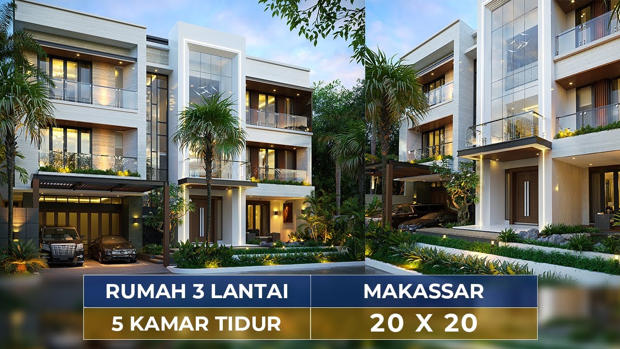 Video 3D Desain Rumah Modern 3 Lantai Bapak EY 1464 - Makassar