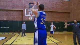 Shooting Contest: Curry vs. Coach Jackson