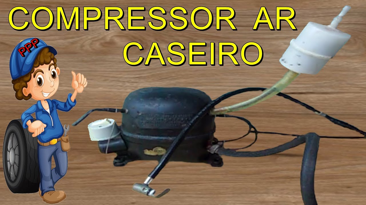 COMO FAZER COMPRESSOR DE AR CASEIRO COM SUCATA ( RECICLAGEM ) DE MOTOR DE GELADEIRA PASSO A PASSO