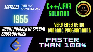 YouTube video 'Count Number of Special Subsequences Leetcode Hard 1955 Leetcode Weekly Contest 252'