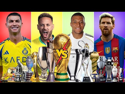 Ronaldo vs Messi vs Neymar vs Mbappé: Ultimate Trophy Comparison 2025 | Who Has The Most Trophies? 🏆