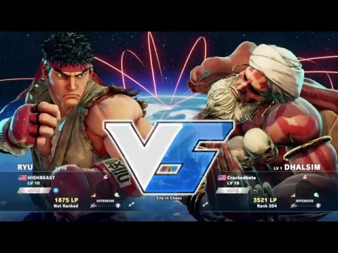 Street Fighter V Beta 4 Ranked Match: HIGHBEAST (Ryu) vs PR Balrog (Dhalsim)
