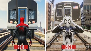 Spider-Man Gets Hit By Train 2018 Vs 2023