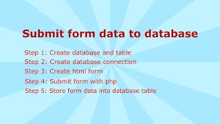 Submit form in PHP and store data into MySQL database