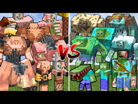 ALL MINECRAFT MUTANT PIGLINS vs ALL MINECRAFT MUTANT ZOMBIES | Minecraft Mob Battle