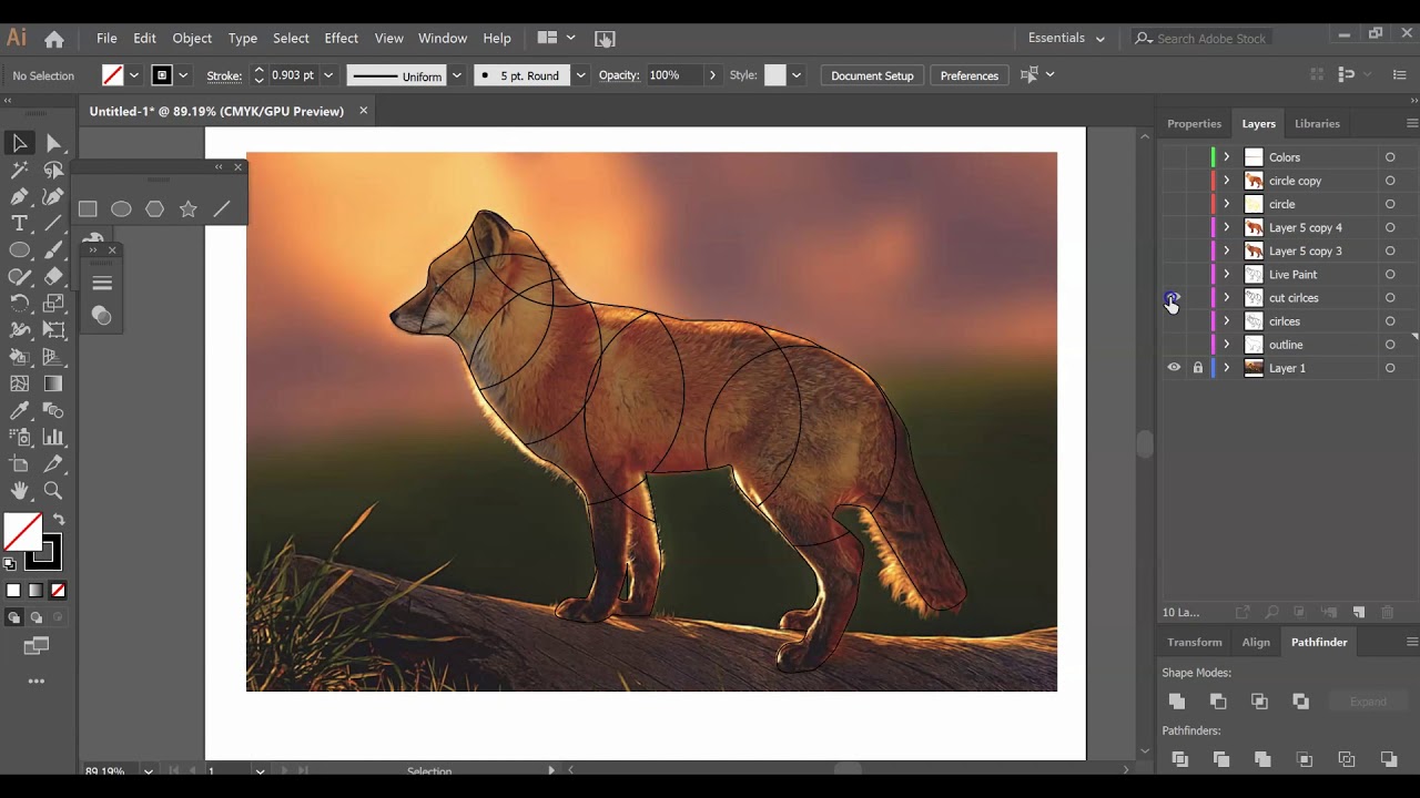 Geometric Animal Using Live Paint