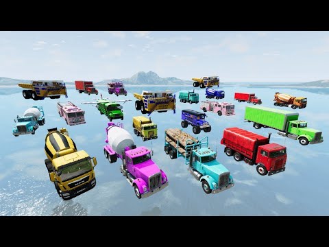 Ô tô to nhỏ, Xe tải, xe buýt, ô tô, oto, ôtô hoat hinh, xe oto tông nhau, xe trộn bê tông thùng quay