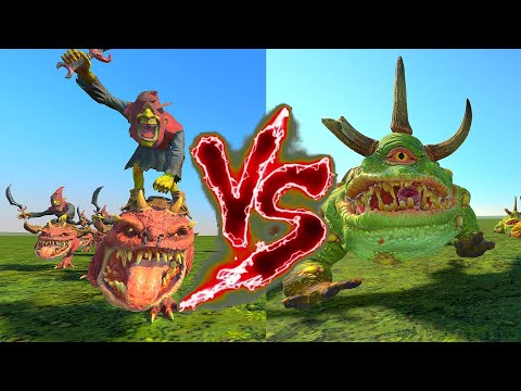 Night Goblin Squig Hoppers VS Plague Toads of Nurgle. Total War Warhammer 3