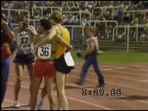 Cram  ( Breaks  World  Record )  vs.  Aouita -1500m,  Nice, 1985