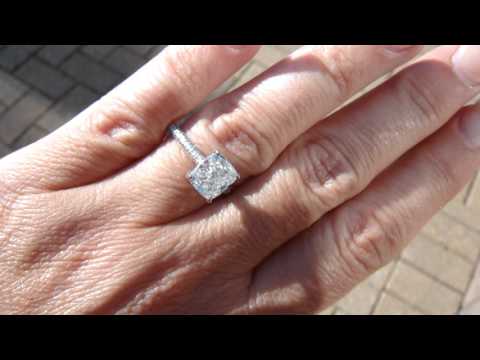 M4H09422    2.71 PLATINUM  Pave Cushion Ring 2.21 F /si1 center