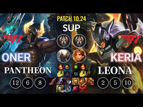 T1 Oner Pantheon vs T1 Keria Leona Sup - KR Patch 10.24