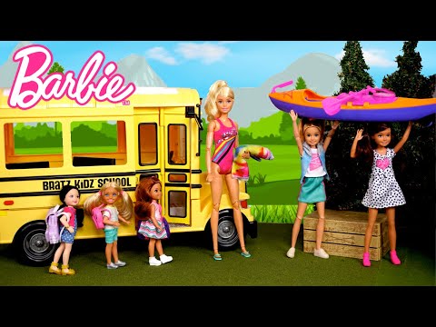 Barbie Sisters Summer Adventure Family Routine -  First Day of Camp with School Bully