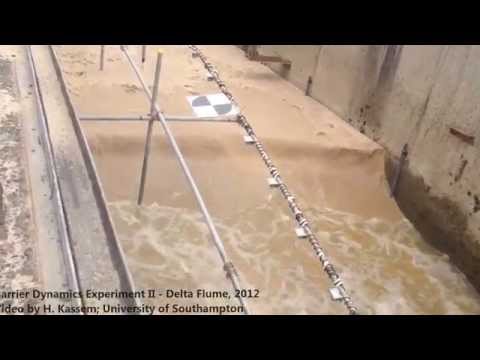 Beach scarp formed by erosive waves during the Barrier Dynamics Experiment II (BARDEX II).