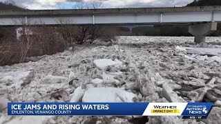 Dangerous ice jamming raising water levels in Venango County, Pennsylvania