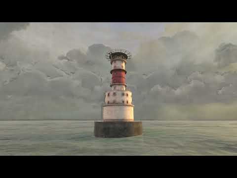 Kish Bank Lighthouse, Ireland - With Clouds