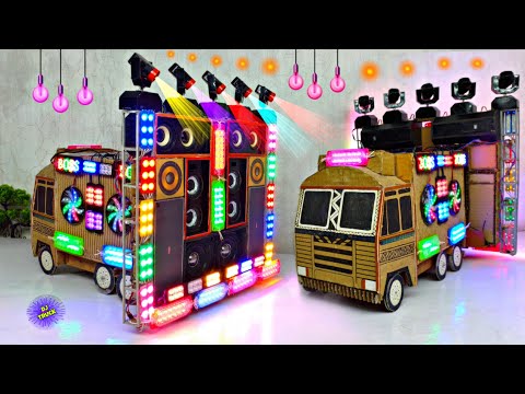 Mini Dj Truck Setup Loading at-home by Cardboard Making Dj truck and light | Mini Dj Setup | dj wala