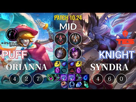 IG Puff Orianna vs TES knight Syndra Mid - KR Patch 10.24