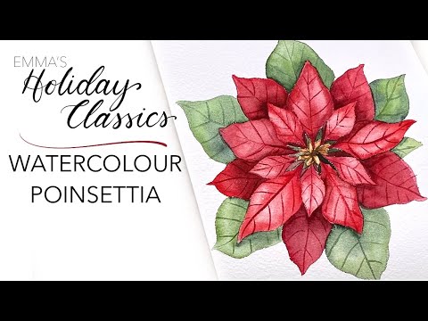 Beginners Guide: How To Paint A Watercolor Poinsettia - Emma's Holiday Classics