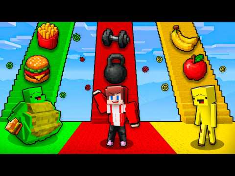 Banana Kid vs JJ vs Mikey: MYSTERY vs SPORT vs FAT STAIRS BATTLE In Minecraft - Maizen