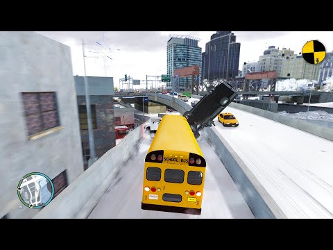 GTA 4 Crazy School Bus Crashes Ep.1