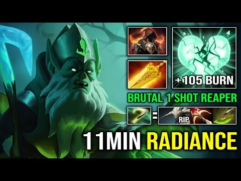 WTF 11MIN RADIANCE 1v5 Tank Mid Necrophos +105 Burn DPS Against 10K MMR Sven Hard Carry Dota 2
