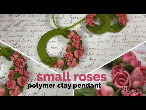 ~JustHandmade~ How to make a polymer clay (fimo) pendant with small roses - tutorial