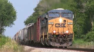 preview picture of video 'CSXT 757 East by Charter Grove, Illinois on 8-3-2014'