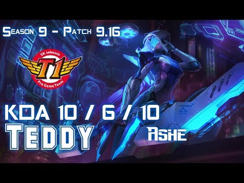 SKT T1 Teddy ASHE vs KAI'SA ADC - Patch 9.16 KR Ranked