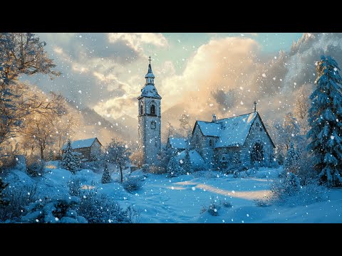 Snowy Medieval Church Village – Winter Silence, Soft Lights and Medieval Ambient Music for Deep Calm