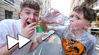 FAST FORWARD Challenge with LITTLE BROTHER For 24 Hours!! *EXTREME*