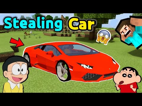 Stealing Car in Minecraft 😱 || 😂 Shinchan Minecraft || Doraemon Minecraft