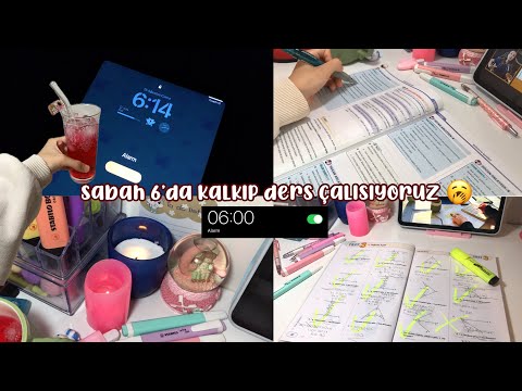 Sabah 6’da kalkıp ders çalışıyoruz 👩‍💻 Study vlog, ders çalışma vlog…